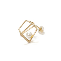 ice cube Pierced Earring / M pearl