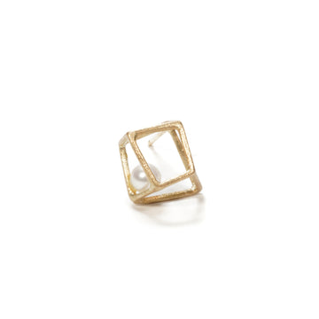 ice cube Pierced Earring / SS pearl