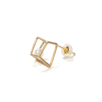 ice cube Pierced Earring / SS pearl
