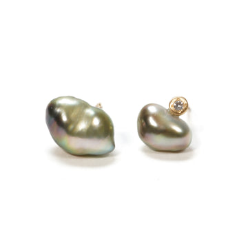 South Sea Keshi Pearl Pair Pierced Earring GR