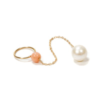 【 Online limited 】tiny ring chain pierced earring / pink coral