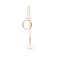 tiny ring chain pierced earring / pearl