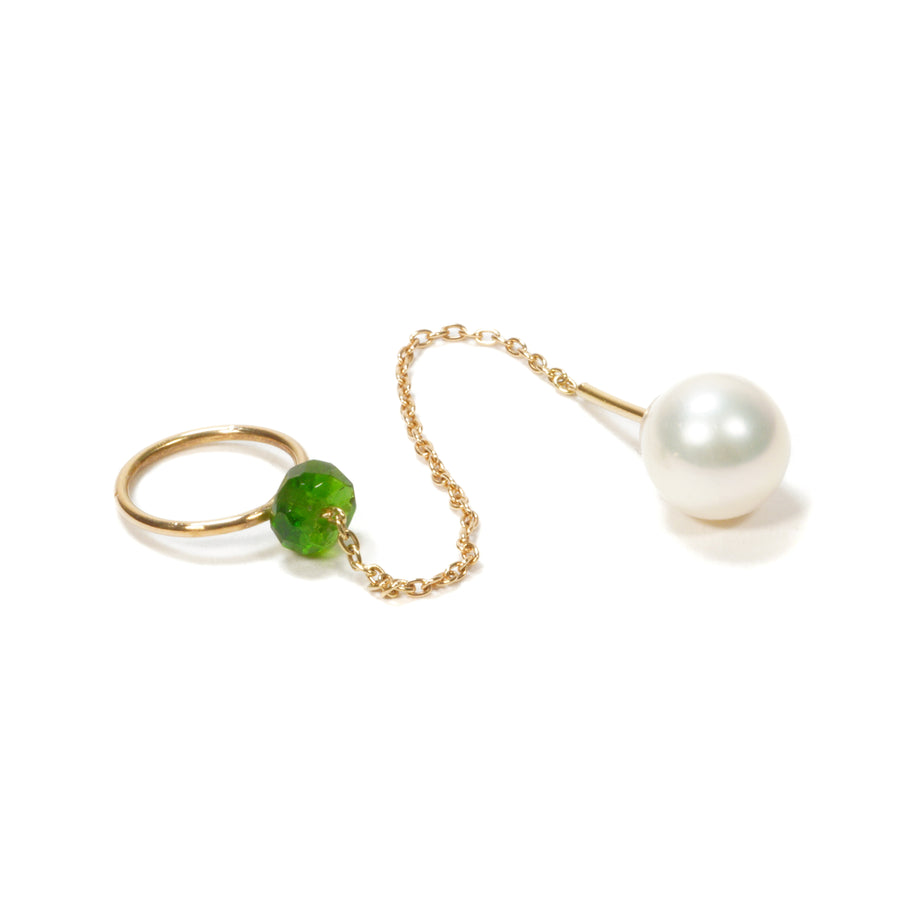 【 Online limited 】tiny ring chain pierced earring / Chrome Diopside