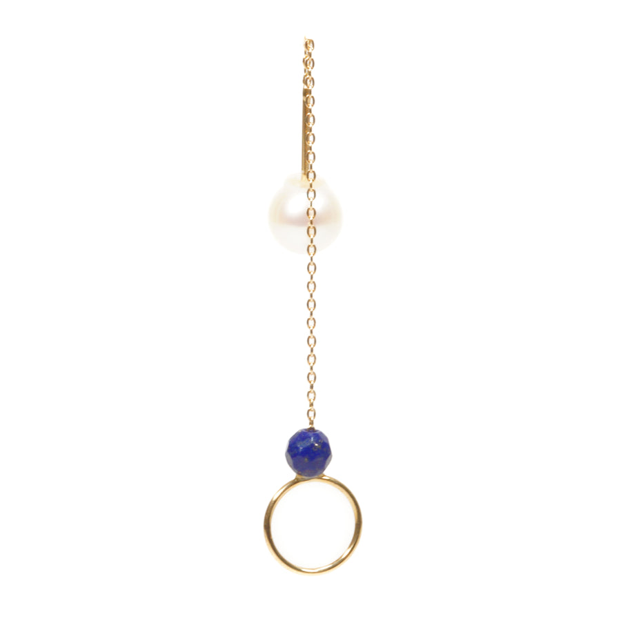 【 Online limited 】tiny ring chain pierced earring / lapis pazli
