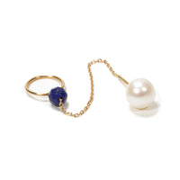 【 Online limited 】tiny ring chain pierced earring / lapis pazli