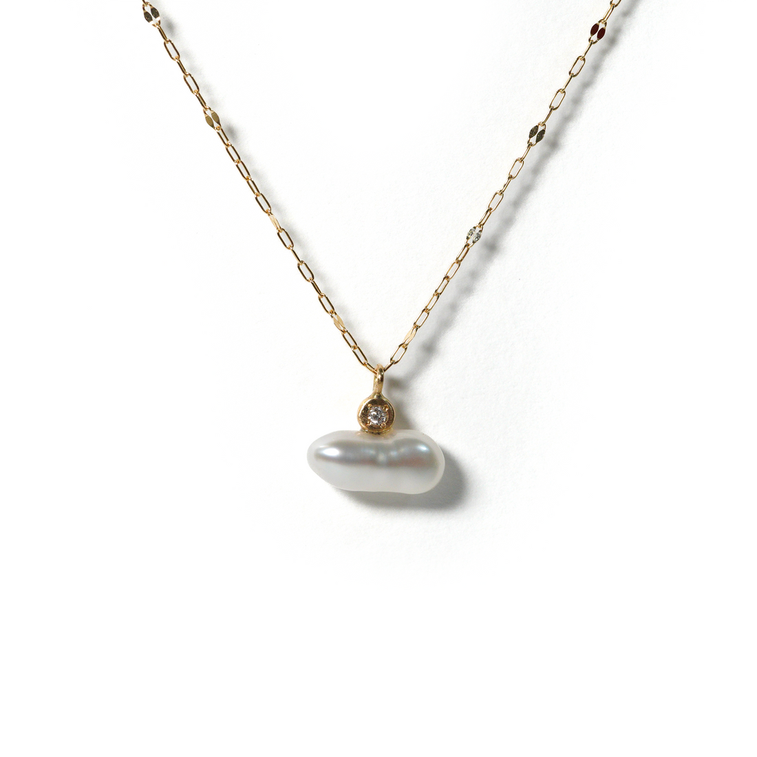 South Sea Keshi Pearl Diamond Necklace
