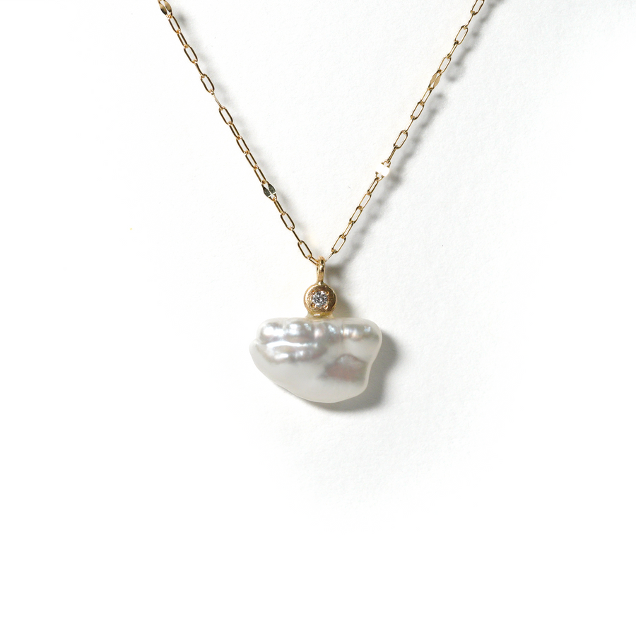 South Sea Keshi Pearl Diamond Necklace 50