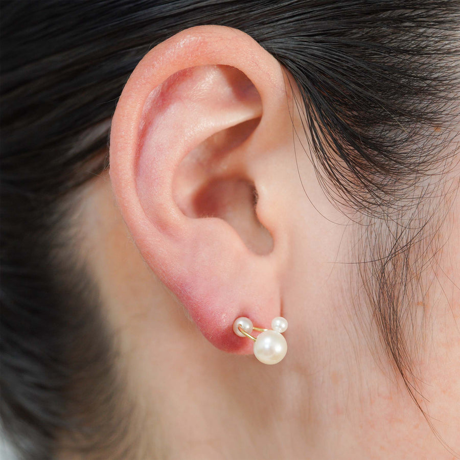 bubble Pierced Earring - 3 pearls
